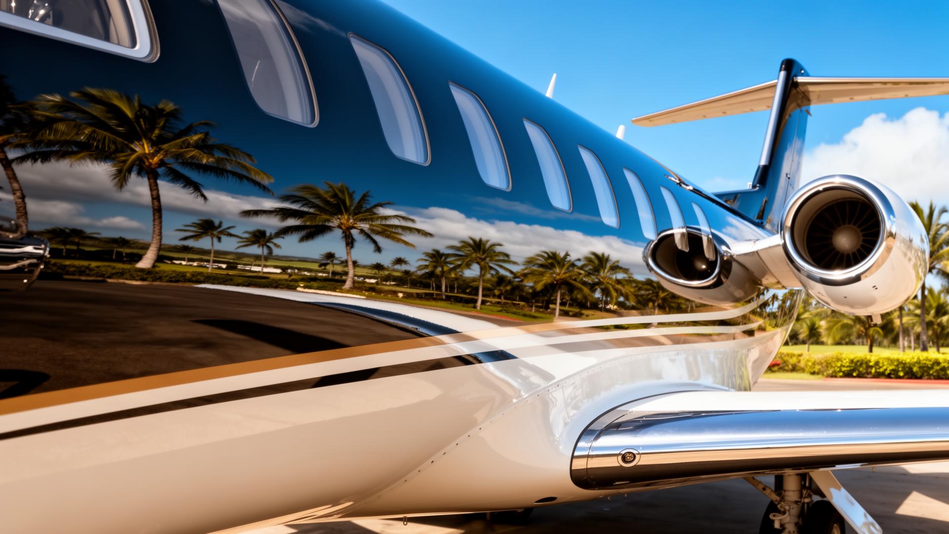 Mirror reflection on detailed jet fuselage